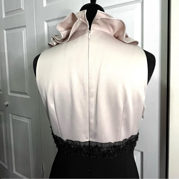 JS Collections Black Cream Ruffle Neck Cocktail dress size 8 - Picture 7 of 14